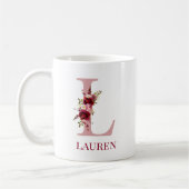 Letter L Burgundy Blush Floral Kaffeetasse (Links)