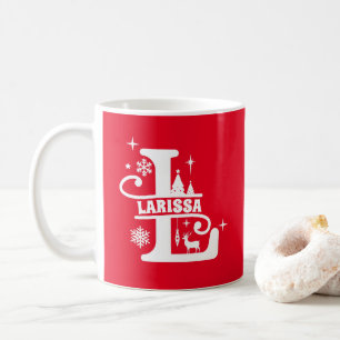 Letter L Christmas Monogram Initial Name Red Kaffeetasse