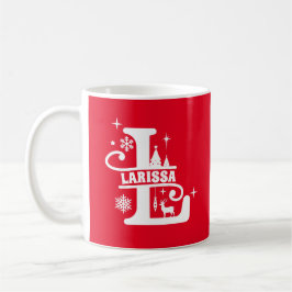 Letter L Christmas Monogram Initial Name Red Kaffeetasse