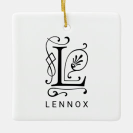 Letter L Elegant Monogram Christmas Ornament