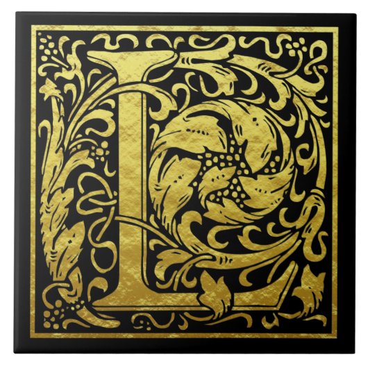 Letter L First Letter Imitat Gold Fliese (Vorderseite)