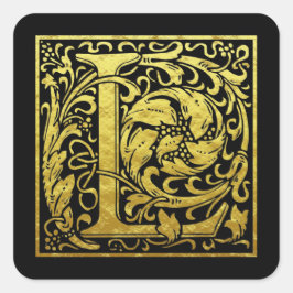 Letter L First Letter Imitate Gold-Aufkleber Quadratischer Aufkleber