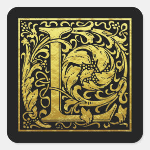 Letter L First Letter Imitate Gold-Aufkleber Quadratischer Aufkleber