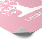 Letter L Floral Monogram Name Kinderzimmer Modern Poster (Ecke)