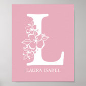 Letter L Floral Monogram Name Kinderzimmer Modern Poster (Vorne)