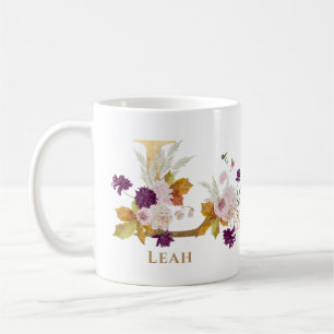 Letter L - Gold Floral Name Schwesterkollege Freun Kaffeetasse