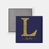 Letter L Gold Glitzer Magnet (Vorderseite/Rückseite)