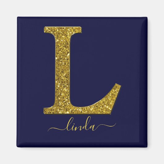 Letter L Gold Glitzer Magnet (Vorne)
