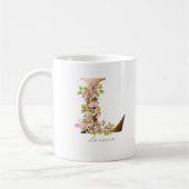 Letter L Gold Monogram | Rosa Kirschblüten Kaffeetasse (Links)