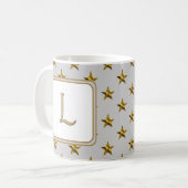 Letter L Gold Silver Stars Accent Monogram Initial Kaffeetasse (Vorderseite Links)