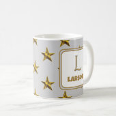 Letter L Gold Silver Stars Accent Monogram Initial Kaffeetasse (VorderseiteRechts)