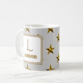 Letter L Gold Silver Stars Accent Monogram Initial Kaffeetasse (Vorderseite Links)