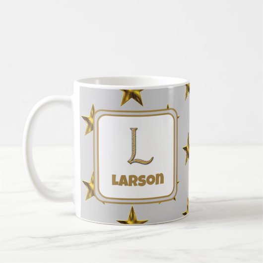 Letter L Gold Silver Stars Accent Monogram Initial Kaffeetasse (Links)