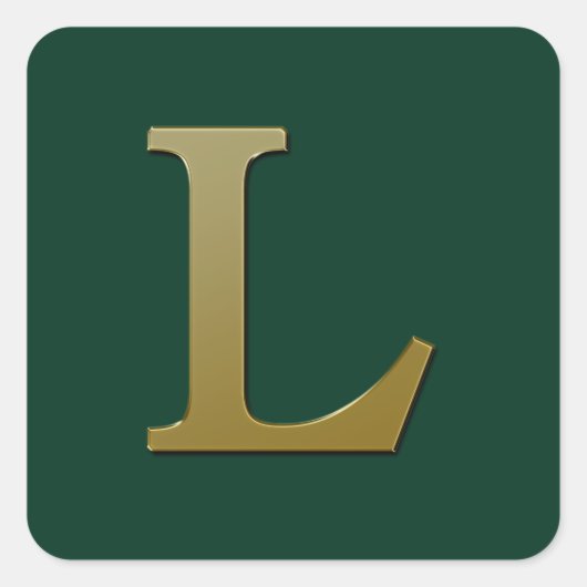 Letter L Gold Square Sticker (Vorderseite)