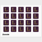 Letter L Gold Square Sticker (Blatt)