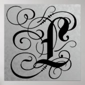 Letter L, Gothic Monogram Black Poster (Vorne)