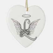 Letter L Initial Monogram mit Angel Wings & Halo Keramik Ornament (Rechts)