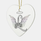Letter L Initial Monogram mit Angel Wings & Halo Keramik Ornament (Links)