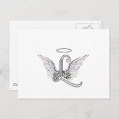 Letter L Initial Monogram mit Angel Wings & Halo Postkarte (Vorne/Hinten)