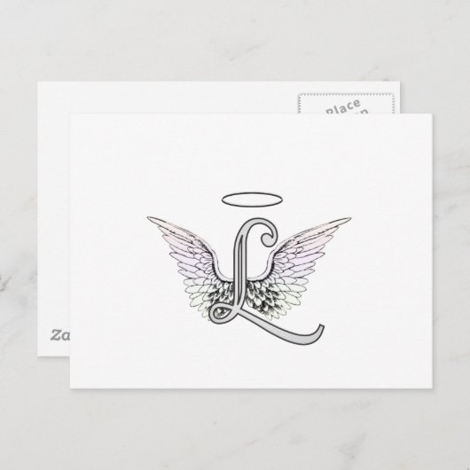 Letter L Initial Monogram mit Angel Wings & Halo Postkarte (Vorne/Hinten)