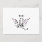 Letter L Initial Monogram mit Angel Wings & Halo Postkarte (Vorderseite)