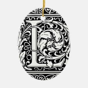 Letter L Medieval Monogram Vintag Initial Keramik Ornament