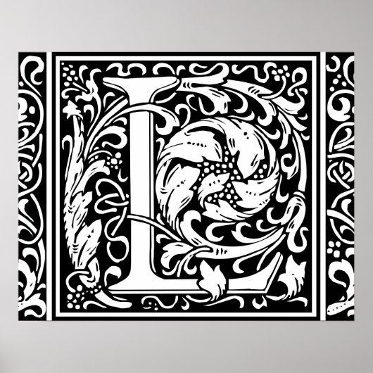 Letter L Medieval Monogram Vintag Initial Poster (Vorne)