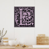 Letter L Medieval Monogram Vintag Initial Poster (Küche)