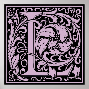 Letter L Medieval Monogram Vintag Initial Poster