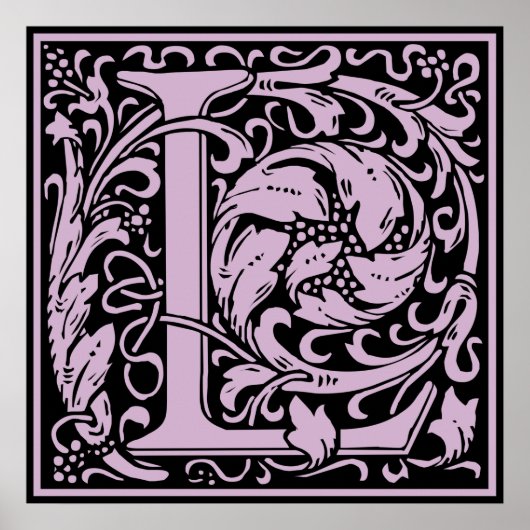 Letter L Medieval Monogram Vintag Initial Poster (Vorne)