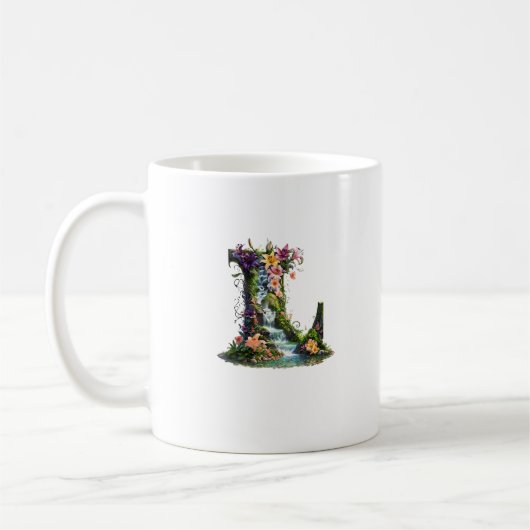 Letter L mit Lilies und Wasserfällen - Fantasy Flo Kaffeetasse (Links)