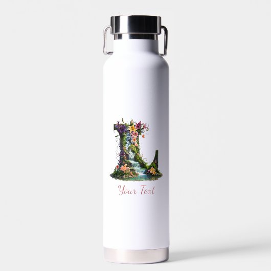 Letter L mit Lilies und Wasserfällen - Fantasy Flo Trinkflasche (Vorne)