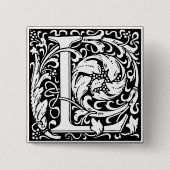 Letter L mittelalterliche Monogram Art Nouveau Button (Vorderseite)