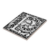 Letter L mittelalterliche Monogram Art Nouveau Fliese (Seite)