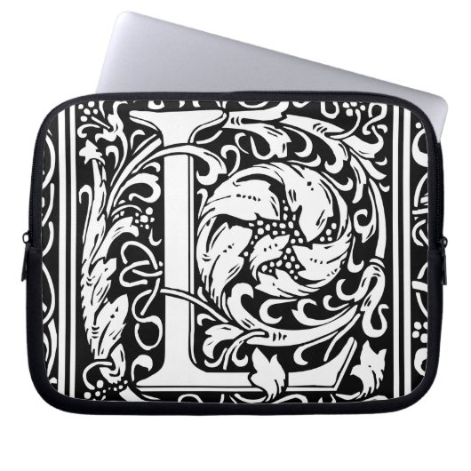 Letter L mittelalterliche Monogram Art Nouveau Laptopschutzhülle (Vorderseite)