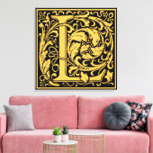 Letter L mittelalterliche Monogram Art Nouveau Leinwanddruck (Insitu (Wohnzimmer))