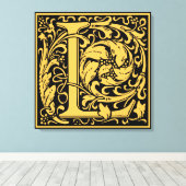 Letter L mittelalterliche Monogram Art Nouveau Leinwanddruck (Insitu (Holzboden))