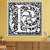 Letter L mittelalterliche Monogram Art Nouveau Leinwanddruck (Insitu (Wohnzimmer))