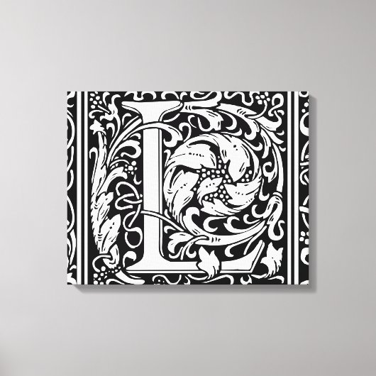 Letter L mittelalterliche Monogram Art Nouveau Leinwanddruck (Vorderseite)
