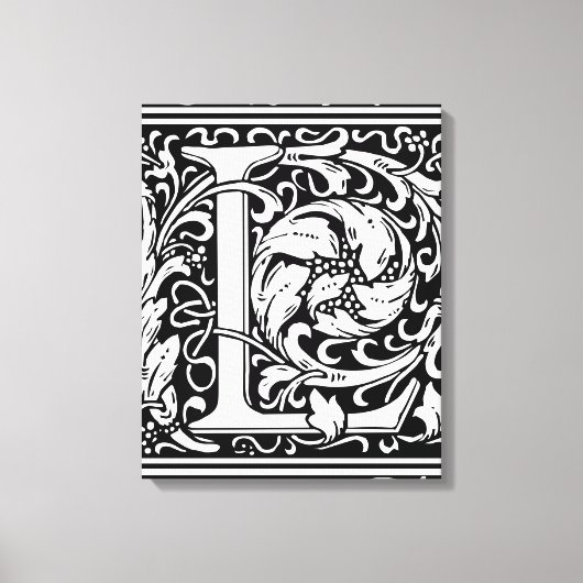 Letter L mittelalterliche Monogram Art Nouveau Leinwanddruck (Vorderseite)