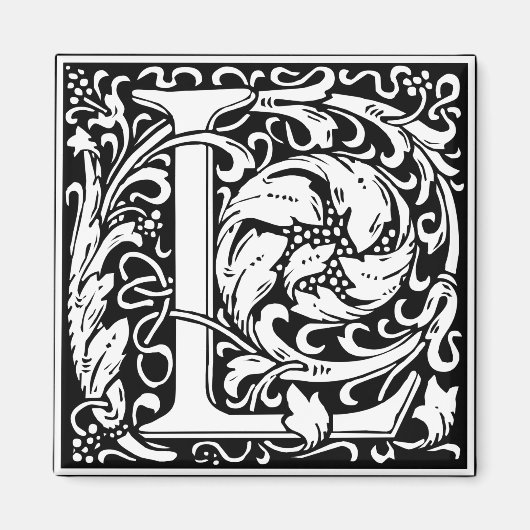 Letter L mittelalterliche Monogram Art Nouveau Magnet (Vorne)