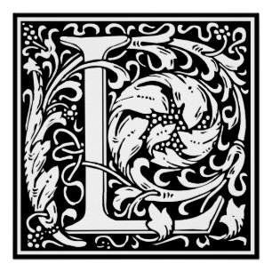 Letter L mittelalterliche Monogram Art Nouveau Poster