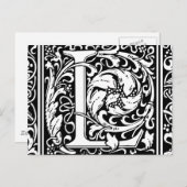 Letter L mittelalterliche Monogram Art Nouveau Postkarte (Vorne/Hinten)