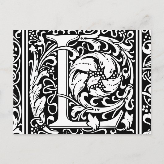 Letter L mittelalterliche Monogram Art Nouveau Postkarte (Vorderseite)