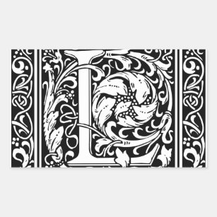 Letter L mittelalterliche Monogram Art Nouveau Rechteckiger Aufkleber