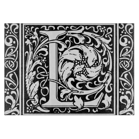 Letter L mittelalterliche Monogram Art Nouveau Schneidebrett (Vorderseite)