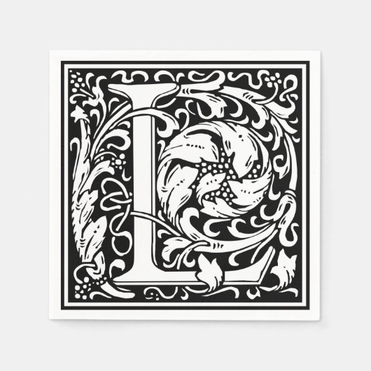 Letter L mittelalterliche Monogram Art Nouveau Serviette (Vorderseite)