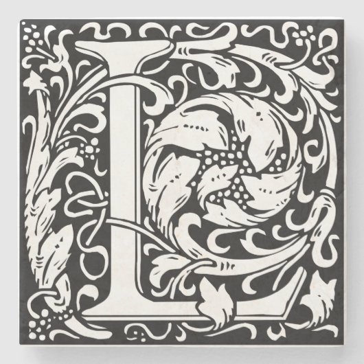 Letter L mittelalterliche Monogram Art Nouveau Steinuntersetzer (Vorderseite)