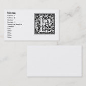 Letter L mittelalterliche Monogram Art Nouveau Visitenkarte (Vorne/Hinten)