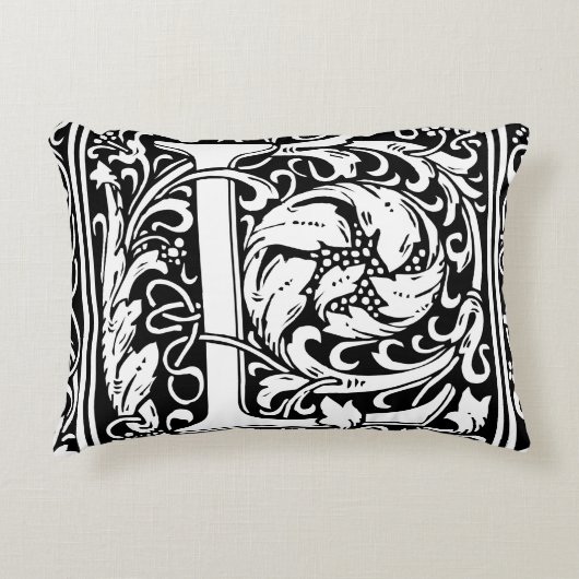 Letter L mittelalterliche Monogram Art Nouveau Zierkissen (Vorderseite)